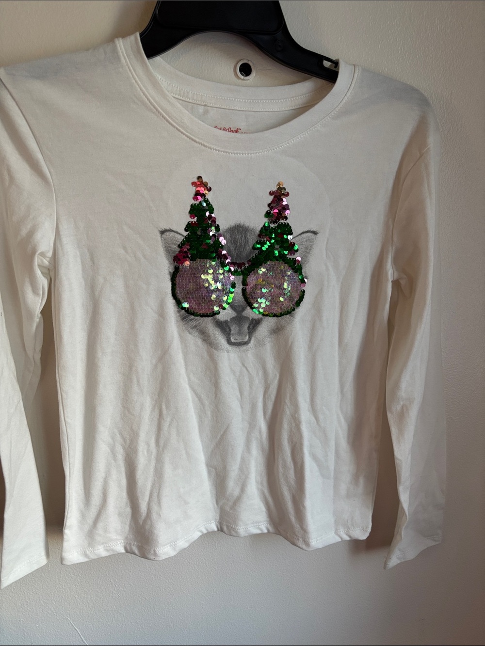 Cat & Jack White Long-Sleeve Sequin Sunglasses Graphic Tee